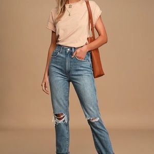 PISTOLA Eden Medium-Wash High Rise Distressed Cropped Jeans sz 24